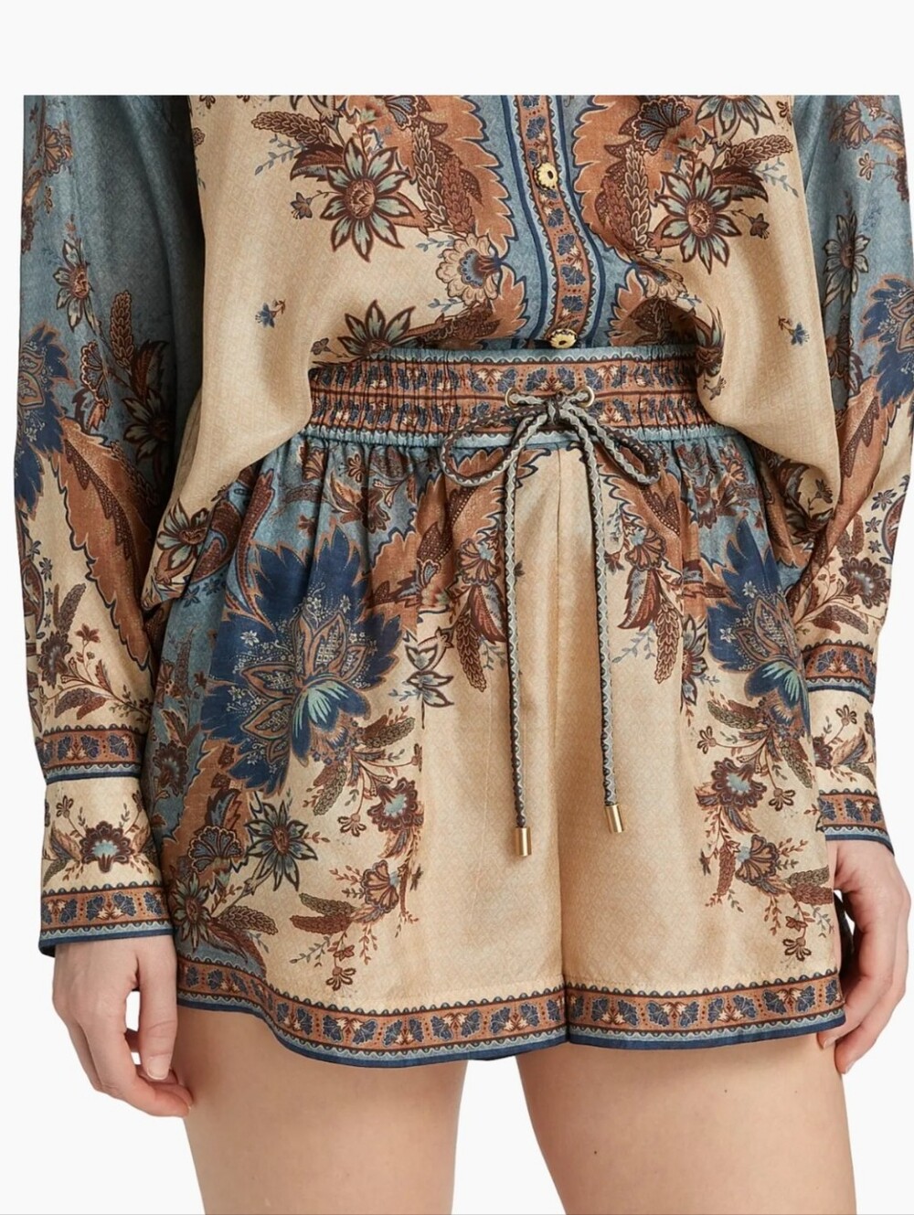 Ascension Relaxed Short in Blue & Cream Indienne Floral - Picture 2 of 5